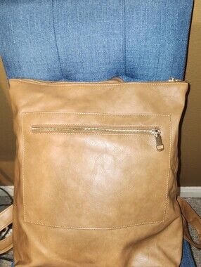 Cognac Leather Backpack/Tote Bag